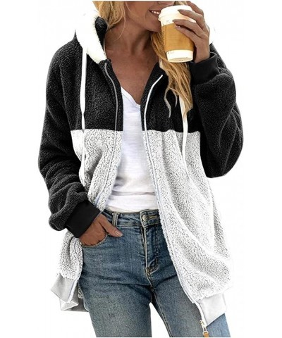 Winter Coats For Women,Women Fleece Hooded Jacket Warm Fuzzy Fluffy Sherpa Jacket Two Pockets Coat Outwear 5-black $19.14 Jac...