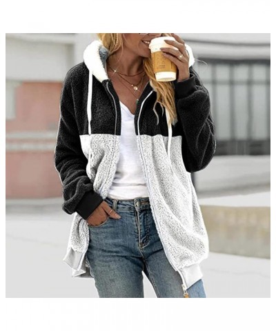 Winter Coats For Women,Women Fleece Hooded Jacket Warm Fuzzy Fluffy Sherpa Jacket Two Pockets Coat Outwear 5-black $19.14 Jac...