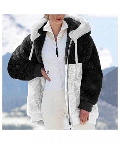 Winter Coats For Women,Women Fleece Hooded Jacket Warm Fuzzy Fluffy Sherpa Jacket Two Pockets Coat Outwear 5-black $19.14 Jac...