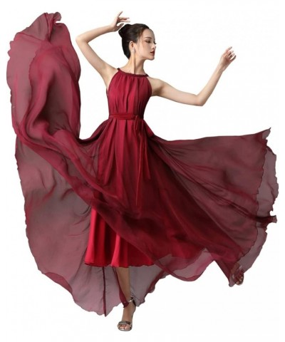 Women's Sleeveless Halter Neck Bridesmaid Dress Candy Color Evening Prom Flare Dresses Halter Burgundy $28.41 Dresses