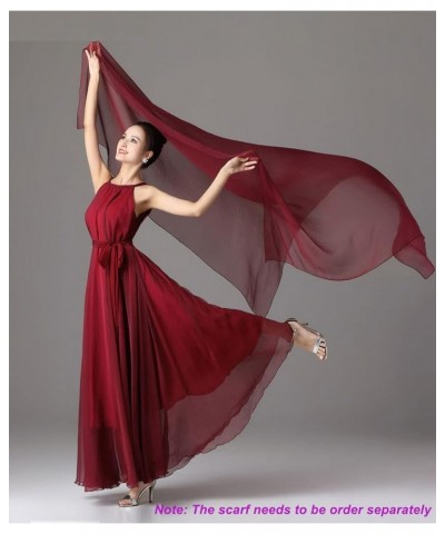 Women's Sleeveless Halter Neck Bridesmaid Dress Candy Color Evening Prom Flare Dresses Halter Burgundy $28.41 Dresses