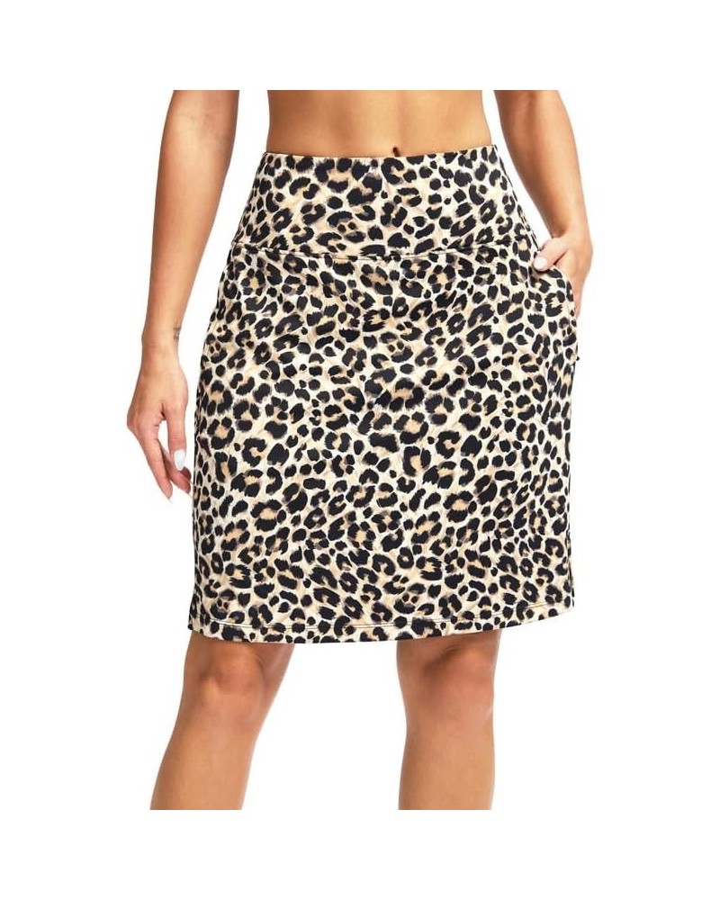 20" Golf Skorts Skirts for Women with 7 Pockets Knee Length Skort Athletic Modest Long Tennis Skirts for Women Leopard $17.55...