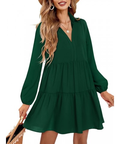 Women V Neck Dress Summer Short/Long Sleeve Flowy Tiered Shift Dresses B:green $29.99 Dresses