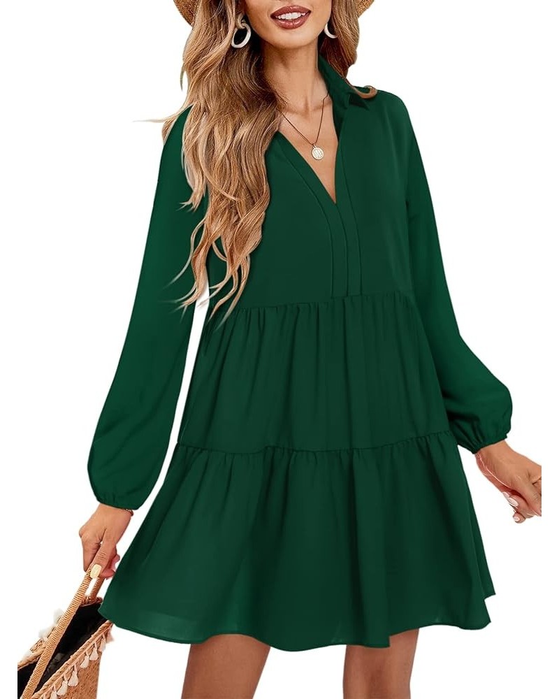 Women V Neck Dress Summer Short/Long Sleeve Flowy Tiered Shift Dresses B:green $29.99 Dresses