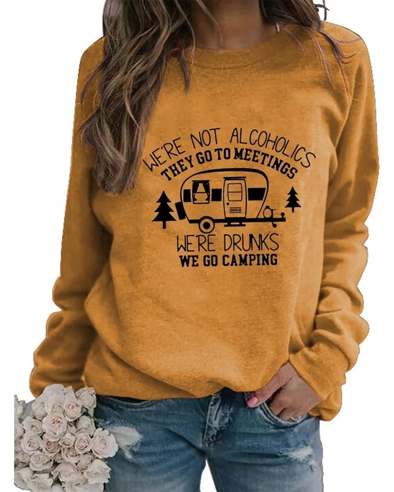 Womens Camping Sweatshirt Cocktails Graphic Long Sleeve Crew Neck Comfy Vintage Sweatshirt Pullover Top Camp Lover Gift Z3-ye...