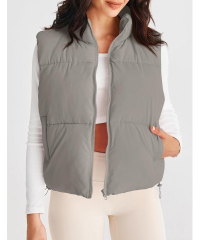 Womens Puffer Vest Stand Collar Zip Up Sleeveless Padded Gilet Coat with Pockets Grey $27.83 Vests