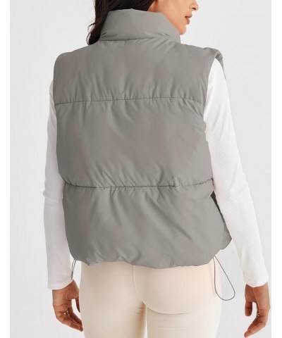 Womens Puffer Vest Stand Collar Zip Up Sleeveless Padded Gilet Coat with Pockets Grey $27.83 Vests