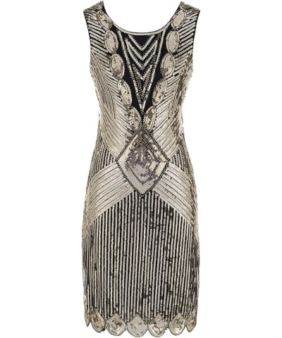 Women's Vintage Dress 1920s Sequin Beaded Tassels Party Night Sleeveless Long Maxi Dress Gown Dresses Women Dress C-black $19...