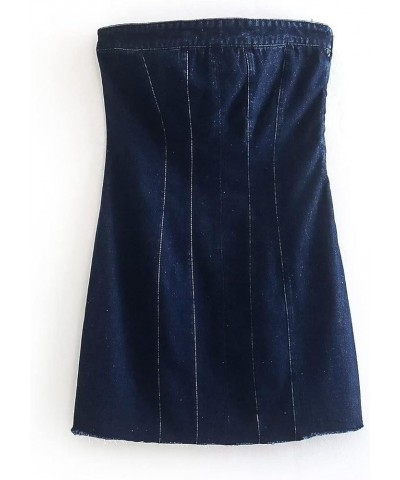 Women's Sexy Jeans Denim Strapless Dresses Bodycon Corset Tube Mini Dress 1-dark Blue $14.88 Dresses