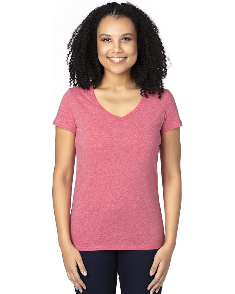 200RV Ladies' Ultimate V-Neck T-Shirt Red Heather $8.58 Tops