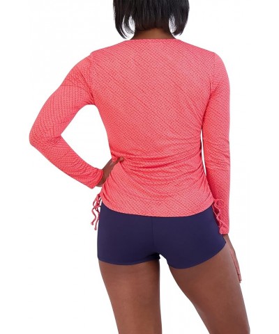 Women's Standard Long Sleeve Rashguard Adjustable Side Tie UPF Sun Protection Quick Dry Swim Shirt Coral $12.00 Swimsuits