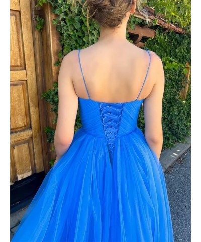 Spaghetti Straps Tulle Prom Dress Tea Length Formal Party Evening Dress with Pockets Wisteria $34.80 Dresses