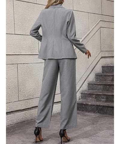 SweatyRocksWomen's 2 Piece Outfits Elegant Open Front Long Sleeve Blazer and Pants Workwear Sets Grey $40.49 Suits