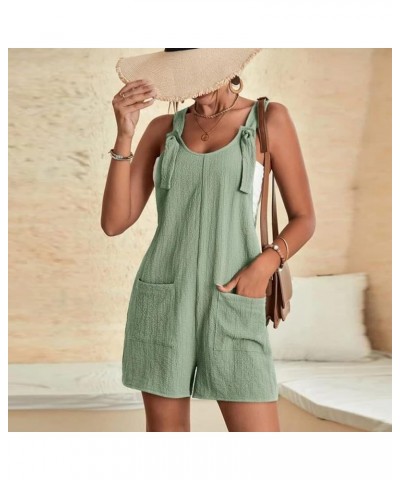 Rompers for Women Summer Casual Sleeveless Overall Comfy Loose Spaghetti Strap Romper Fashion Jumpsuit with Pockets 01 Army G...