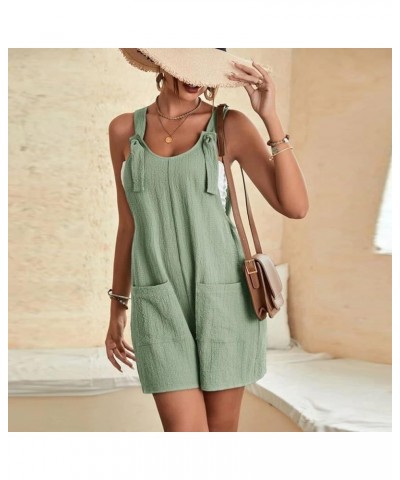 Rompers for Women Summer Casual Sleeveless Overall Comfy Loose Spaghetti Strap Romper Fashion Jumpsuit with Pockets 01 Army G...