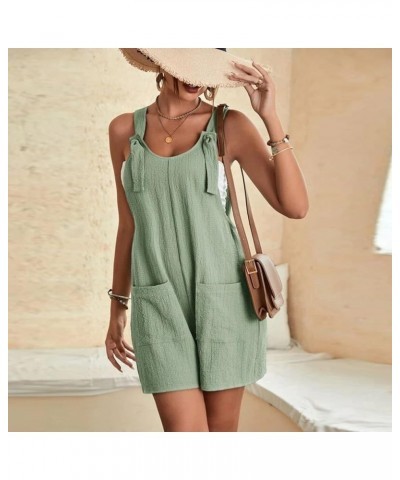 Rompers for Women Summer Casual Sleeveless Overall Comfy Loose Spaghetti Strap Romper Fashion Jumpsuit with Pockets 01 Army G...