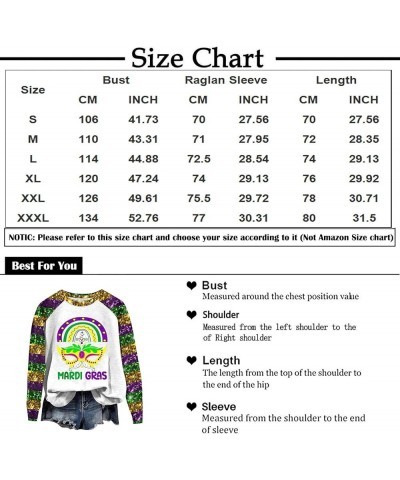 Mardi Gras Shirts for Women Sequin Printed Round Neck Mask Tops 2024 Carnival Long Sleeve Raglan Basic Blouse 32orange $13.56...