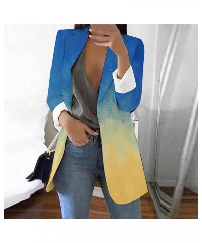 Women's Long Sleeve Casual Blazers Label Button Open Front Tuxedo Leopard Printed Jacket Suit Winter Coats for Women S1blue $...