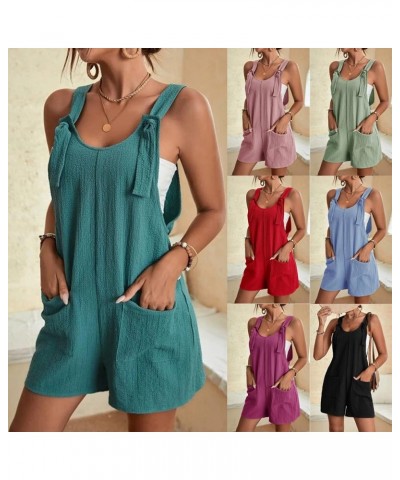 Rompers for Women Summer Casual Sleeveless Overall Comfy Loose Spaghetti Strap Romper Fashion Jumpsuit with Pockets 01 Army G...