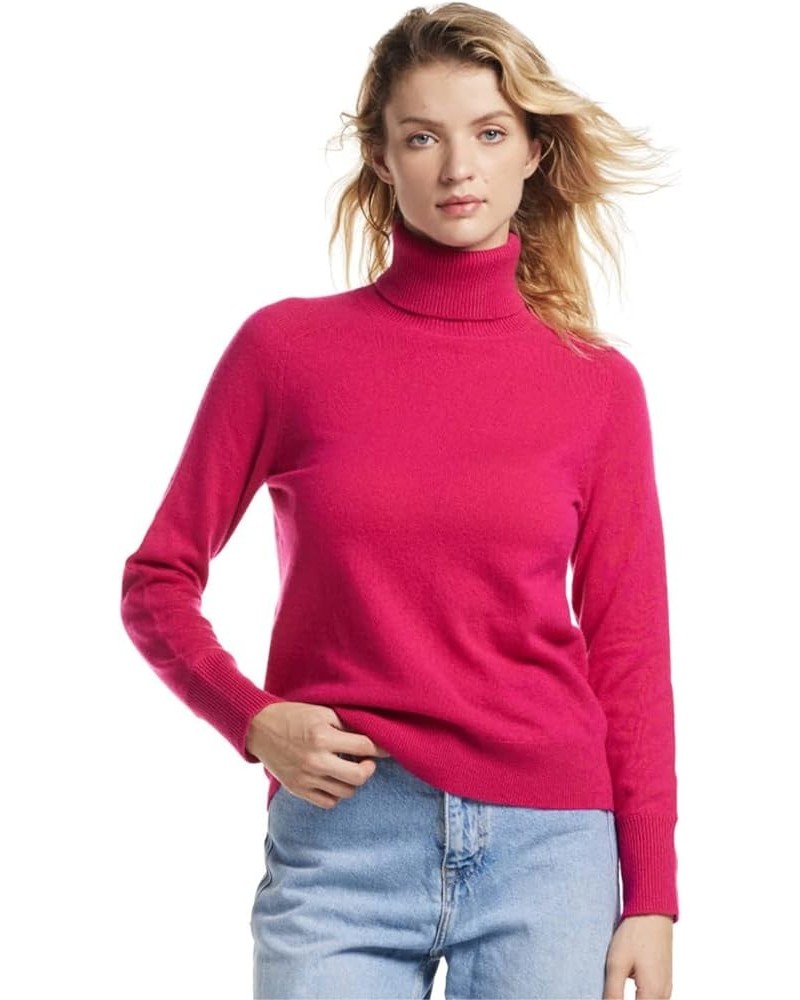 Women's Turtleneck 100% Cashmere Sweater, Long Sleeves Pullover Winter Top for Women, Gift Ready Fuchsia $53.92 Sweaters