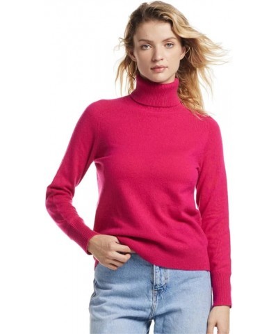 Women's Turtleneck 100% Cashmere Sweater, Long Sleeves Pullover Winter Top for Women, Gift Ready Fuchsia $53.92 Sweaters