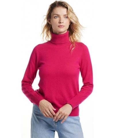 Women's Turtleneck 100% Cashmere Sweater, Long Sleeves Pullover Winter Top for Women, Gift Ready Fuchsia $53.92 Sweaters