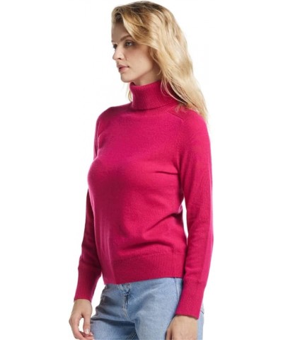 Women's Turtleneck 100% Cashmere Sweater, Long Sleeves Pullover Winter Top for Women, Gift Ready Fuchsia $53.92 Sweaters