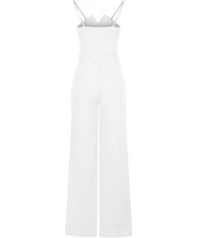 Women's Elegant Rompers Sexy V Neck Strapless High Waist Wide Leg Long Pants Jumpsuits Summer Party Club Outfits 01 White $18...