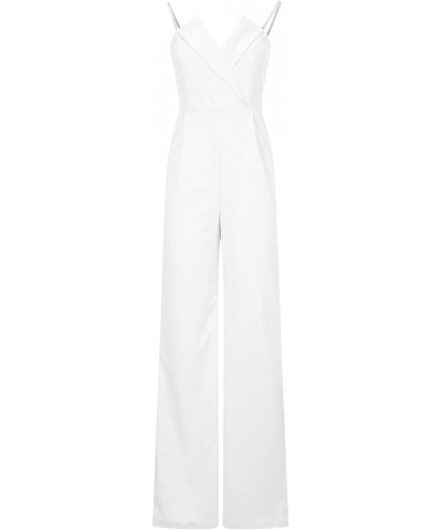 Women's Elegant Rompers Sexy V Neck Strapless High Waist Wide Leg Long Pants Jumpsuits Summer Party Club Outfits 01 White $18...