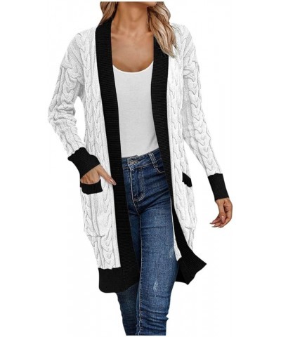 Cardigan Sweaters For Women,Womens Lightweight Chunky Knit Solid Open Front Coat Outwear Jacket With Pocket White $16.52 Jackets