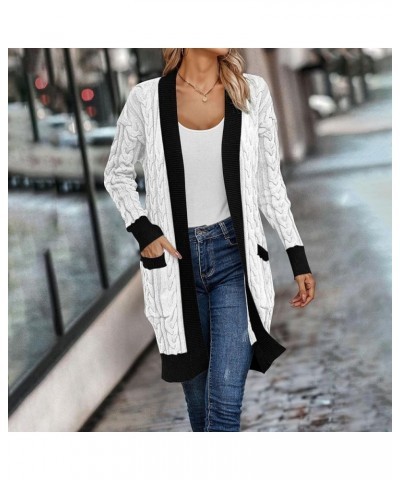 Cardigan Sweaters For Women,Womens Lightweight Chunky Knit Solid Open Front Coat Outwear Jacket With Pocket White $16.52 Jackets