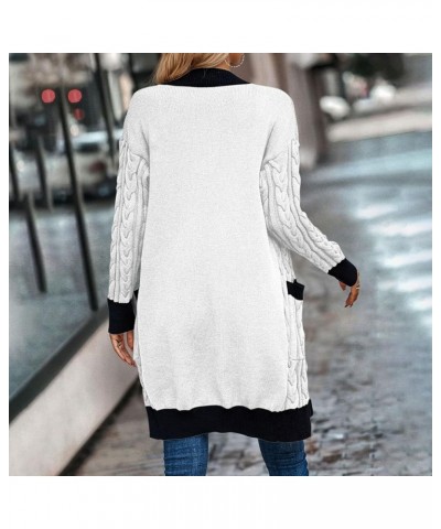 Cardigan Sweaters For Women,Womens Lightweight Chunky Knit Solid Open Front Coat Outwear Jacket With Pocket White $16.52 Jackets