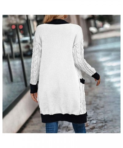 Cardigan Sweaters For Women,Womens Lightweight Chunky Knit Solid Open Front Coat Outwear Jacket With Pocket White $16.52 Jackets