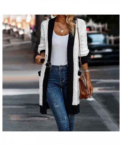 Cardigan Sweaters For Women,Womens Lightweight Chunky Knit Solid Open Front Coat Outwear Jacket With Pocket White $16.52 Jackets