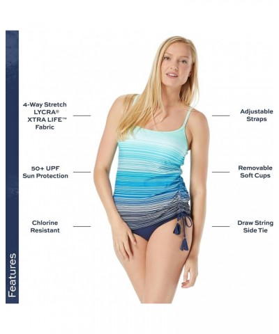 Bridget Side Shirred Underwire Tankini Swim Top — Figure Flattering Swim Top Sunset Stripe Admiral $46.64 Swimsuits