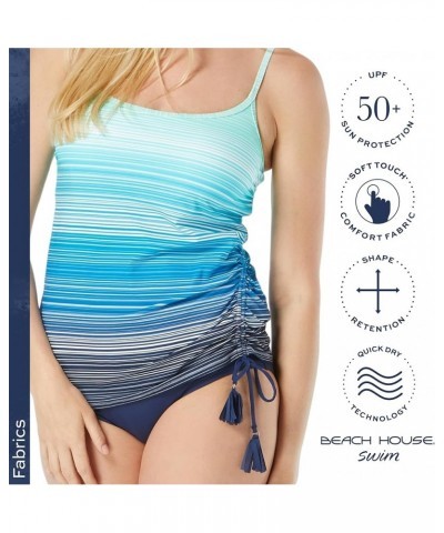 Bridget Side Shirred Underwire Tankini Swim Top — Figure Flattering Swim Top Sunset Stripe Admiral $46.64 Swimsuits