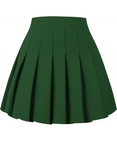 Women's Pleated Skirt Mini Skater Basic Skirts High Waist School Girls Uniform Short Cheerleader Skirt Black Green $11.60 Skirts