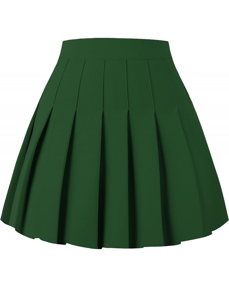 Women's Pleated Skirt Mini Skater Basic Skirts High Waist School Girls Uniform Short Cheerleader Skirt Black Green $11.60 Skirts