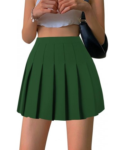 Women's Pleated Skirt Mini Skater Basic Skirts High Waist School Girls Uniform Short Cheerleader Skirt Black Green $11.60 Skirts