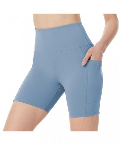 Women's Yoga Shorts High Waisted Yoga Short with Pockets Elasticity Biker Shorts for Running Sport Workout Gym Blue $10.99 Ac...