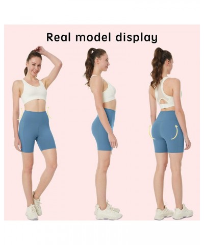 Women's Yoga Shorts High Waisted Yoga Short with Pockets Elasticity Biker Shorts for Running Sport Workout Gym Blue $10.99 Ac...